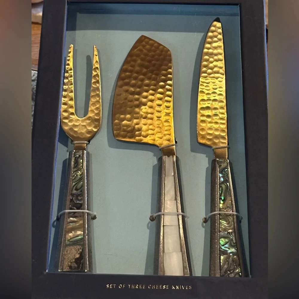 Anthropologie Arctic Twilight Cheese Knives Set Of 3